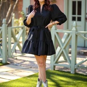 Entro Black Mini Ruffle tiered Dress.